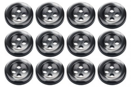 Pack of 12 Smoke Grey 18L 11mm Buttons for Shirts